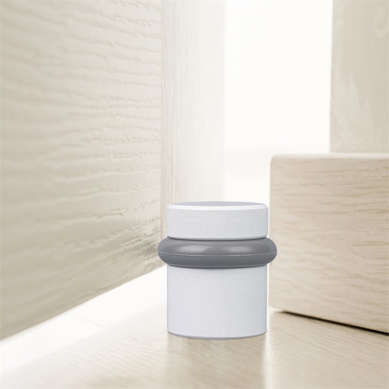 Design House Modern Cylindrical Door Stop in White 2-Pack Brass White
