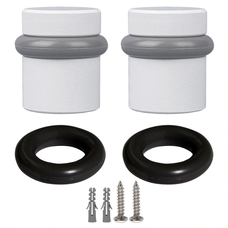 Design House Modern Cylindrical Door Stop in White 2-Pack Brass White