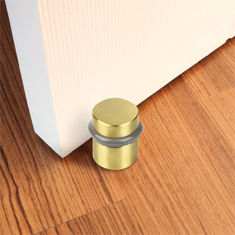Design House Modern Cylindrical Door Stop in Satin Brass 2Pack Brass Brass