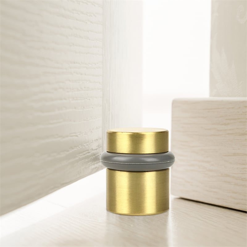 Design House Modern Cylindrical Door Stop in Satin Brass 2Pack Brass Brass