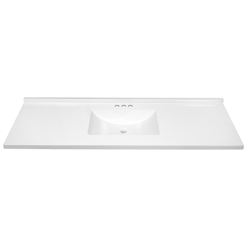 Camilla II Cultured Marble Single Bowl Vanity Top in White 61-Inch