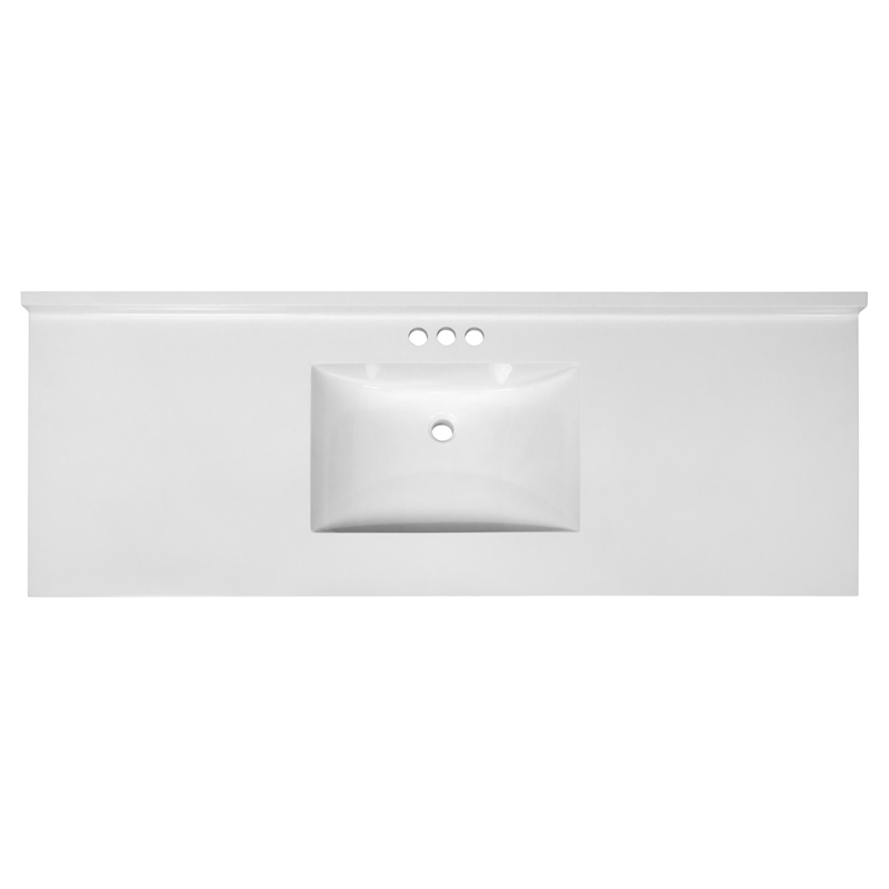 Camilla II Cultured Marble Single Bowl Vanity Top in White 61-Inch