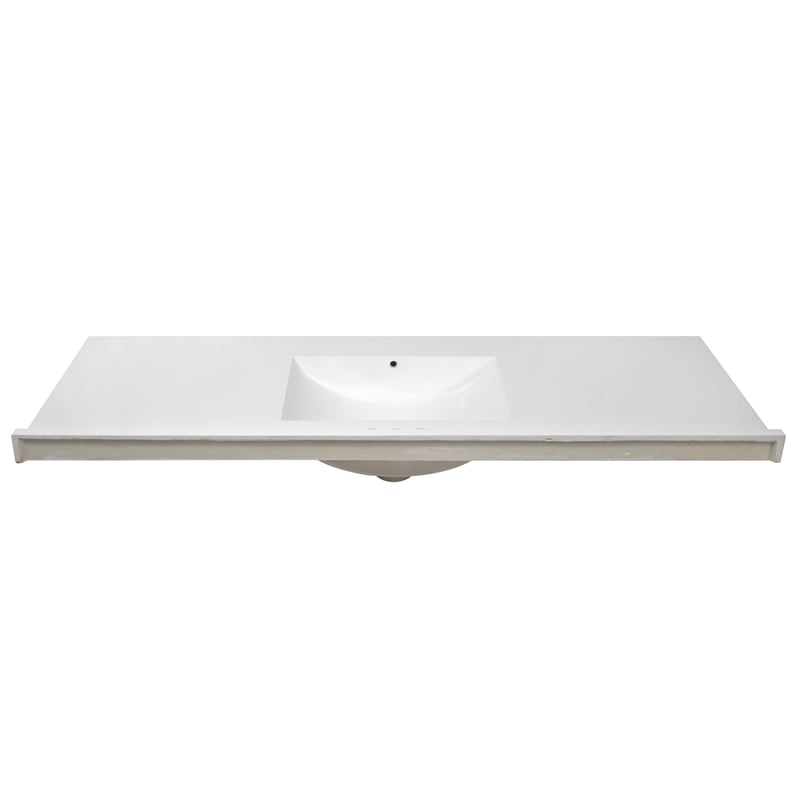 Camilla II Cultured Marble Single Bowl Vanity Top in White 61-Inch