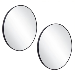 Design House Kenna Round Wall Mirror with Black Frame 28Inch 2Pack Glass Black