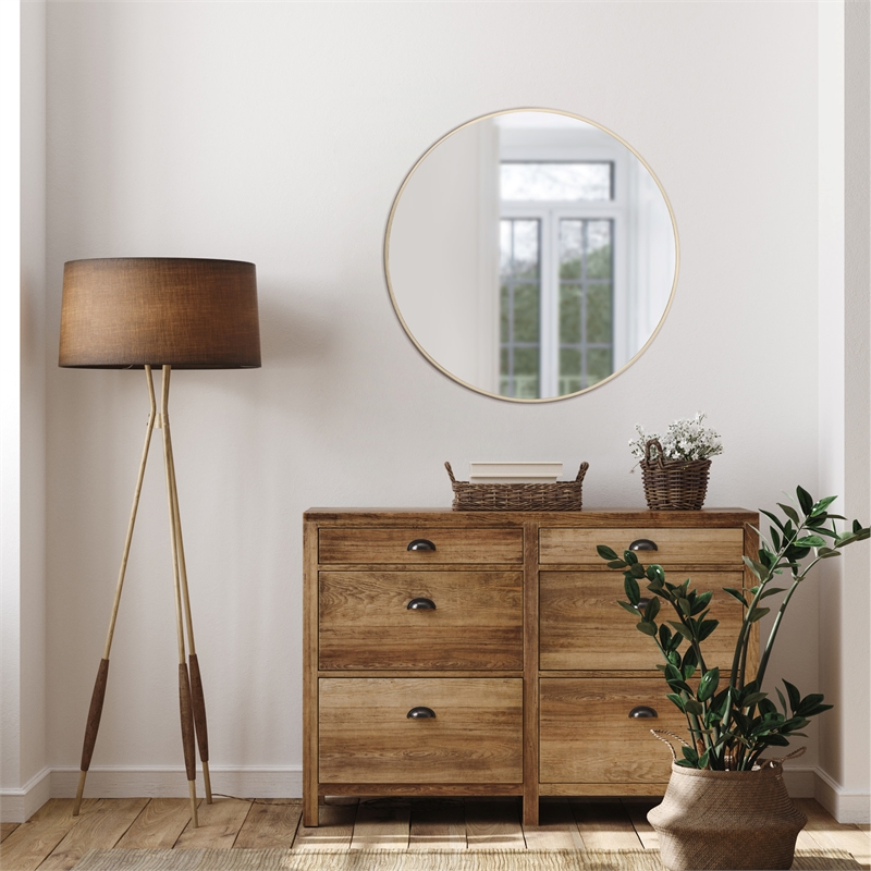 Design House Kenna Round Wall Mirror with Gold Frame 28Inch 2Pack Glass Gold