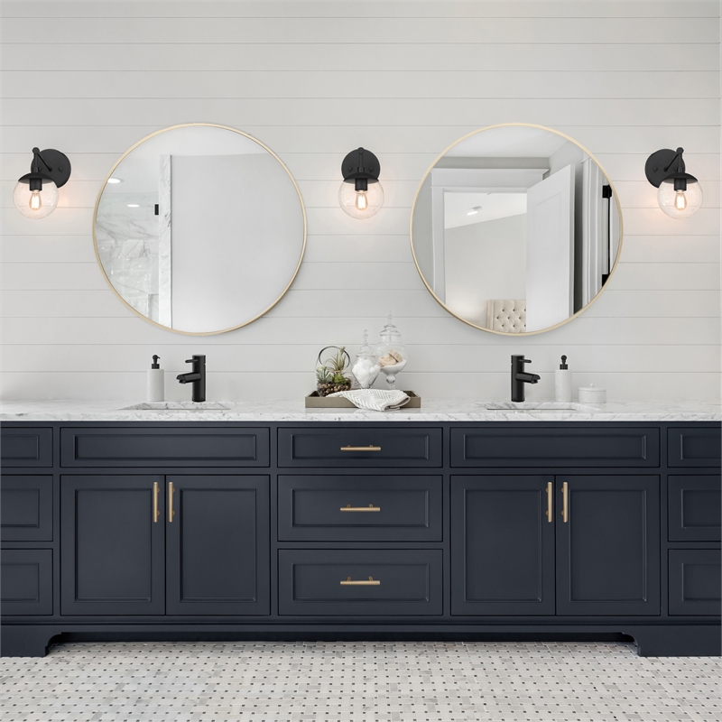 Design House Kenna Round Wall Mirror with Gold Frame 28Inch 2Pack Glass Gold