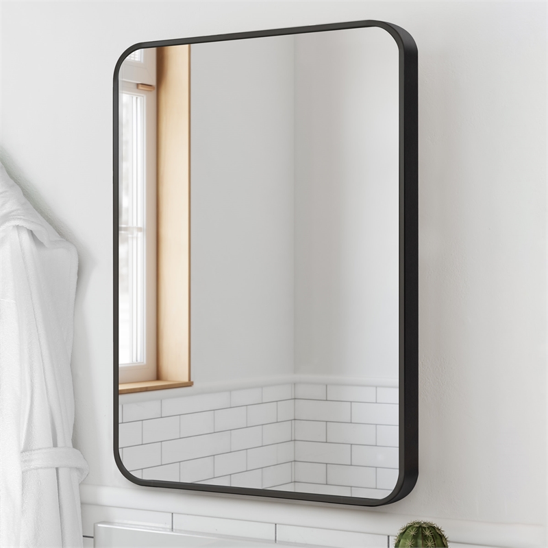 Isla Rounded Corner Wall Mirror with Black Frame 36 in x 24 in 2-Pack