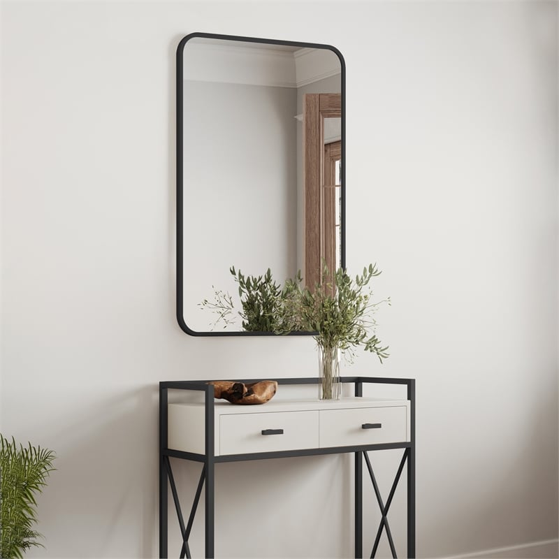 Isla Rounded Corner Wall Mirror with Black Frame 36 in x 24 in 2-Pack