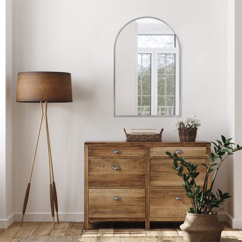 Maeve Arched Wall Mirror with Silver Frame 36 in x  24 in 2-Pack