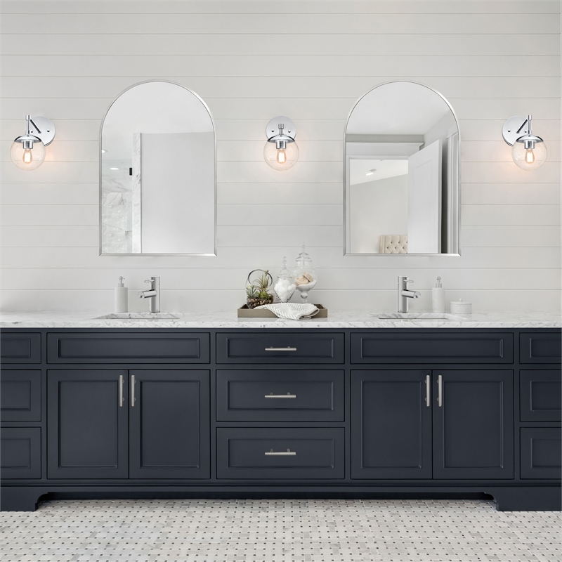Maeve Arched Wall Mirror with Silver Frame 36 in x  24 in 2-Pack