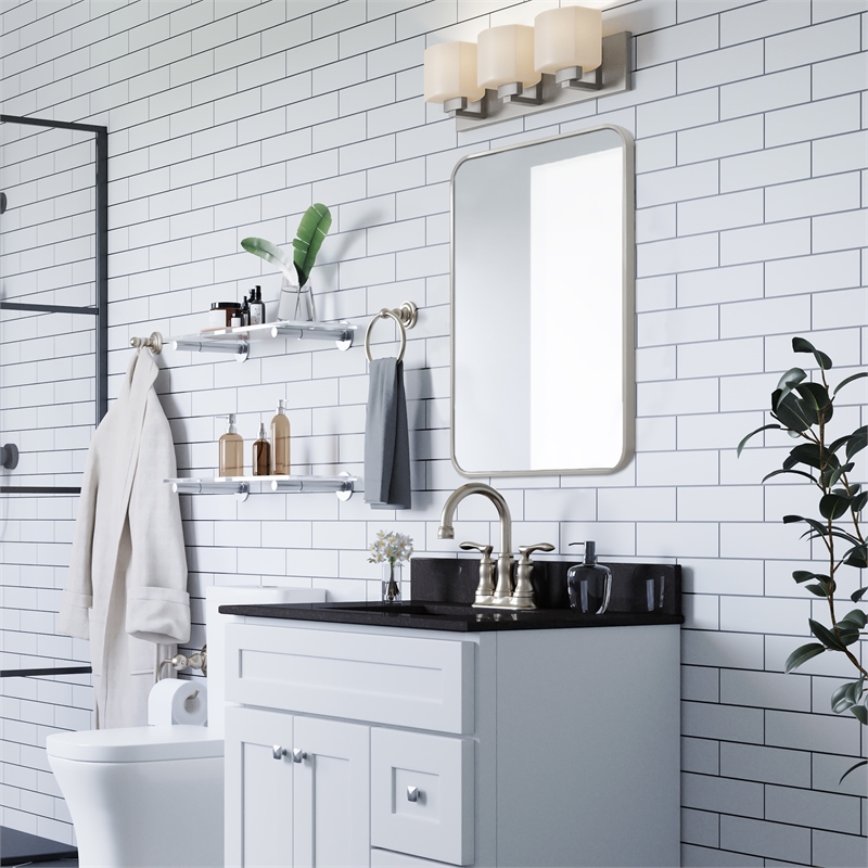 Isla Rounded Corner Wall Mirror with Silver Frame 30in x  20in- 2-Pack