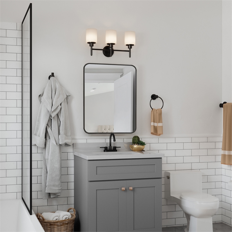 Isla Rounded Corner Wall Mirror with Black Frame 30in x 20in 2-Pack