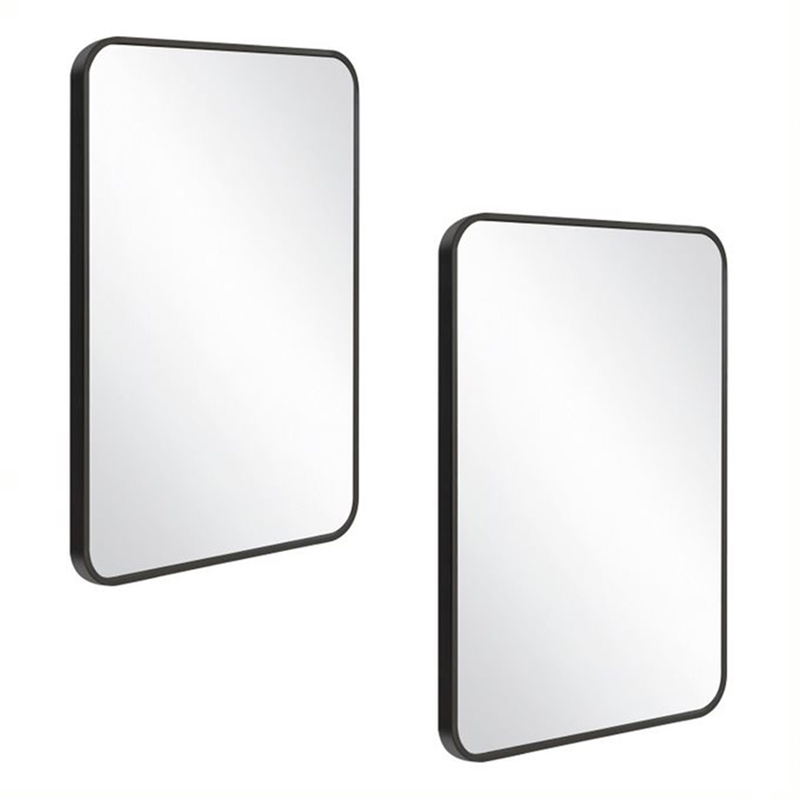 Isla Rounded Corner Wall Mirror with Black Frame 30in x 20in 2-Pack