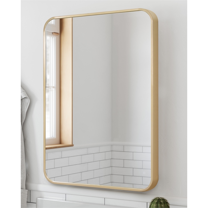 Isla Rounded Corner Wall Mirror with Gold Frame 30in x 20in 2-Pack