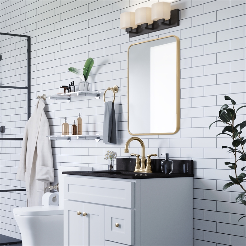 Isla Rounded Corner Wall Mirror with Gold Frame 30in x 20in 2-Pack