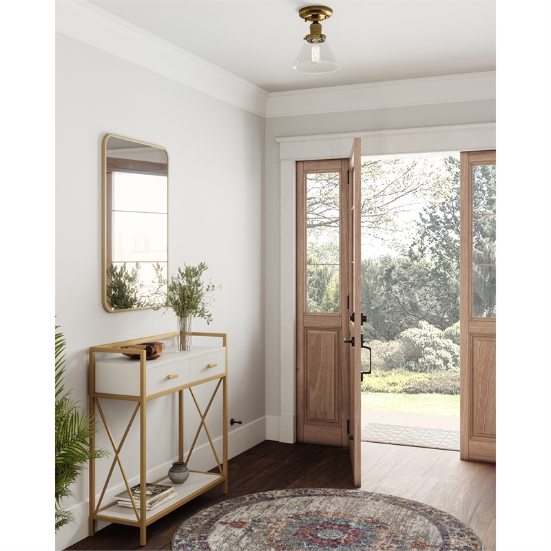 Isla Rounded Corner Wall Mirror with Gold Frame 30in x 20in 2-Pack