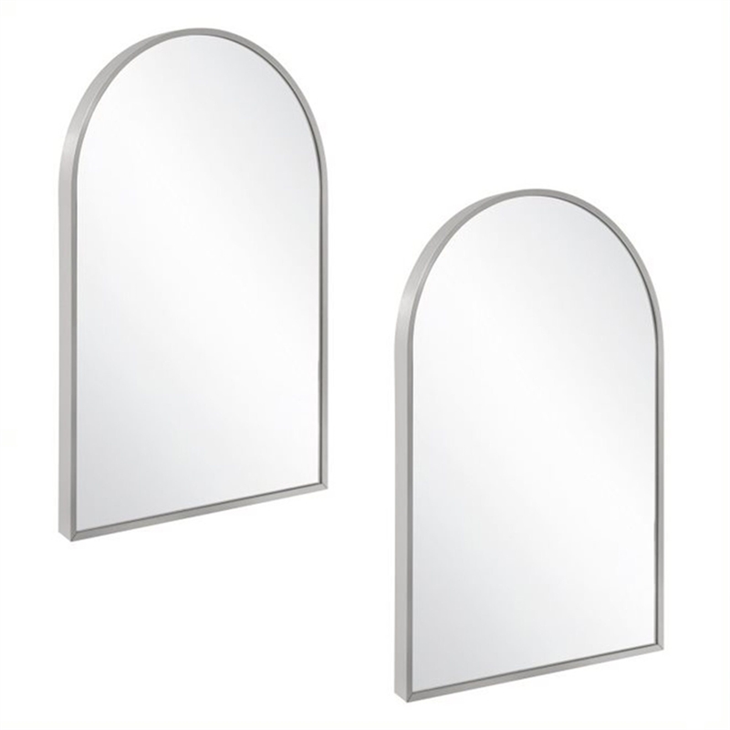 Maeve Arched Wall Mirror with Silver Frame 30in x  20in  2-Pack