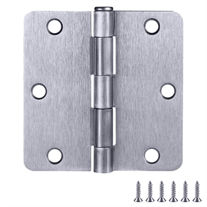 Design House Stainless Steel Door Hinge-Brushed Chrome 3.5&quot 1/4&quot Radius 6-Pack