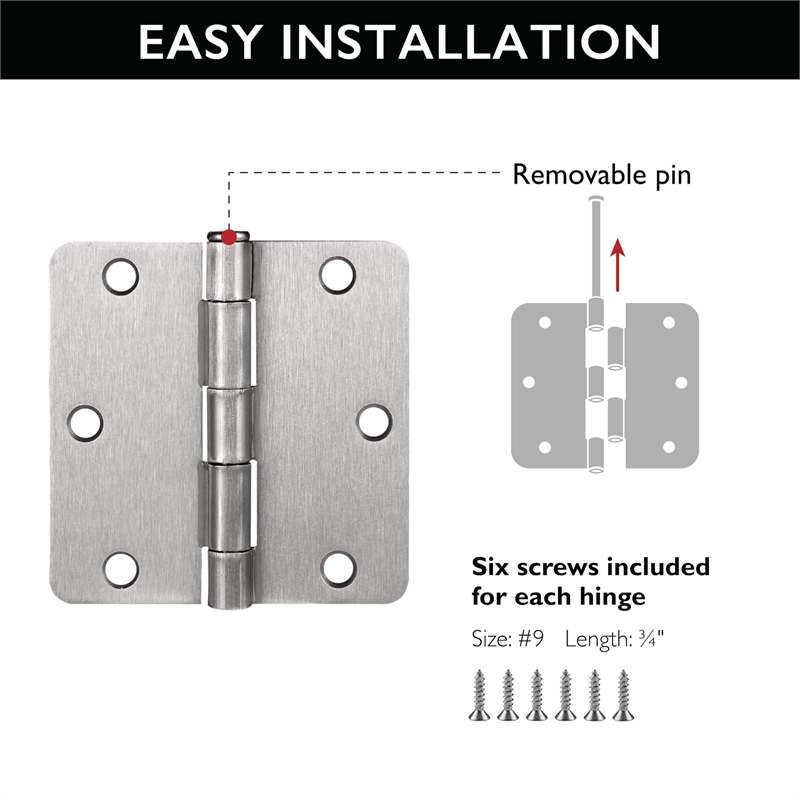 Design House Stainless Steel Door Hinge-Brushed Chrome 3.5