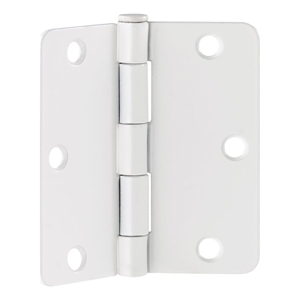 Design House Stainless Steel Door Hinge-Painted White 3.5&quot 1/4&quot Radius 6-Pack