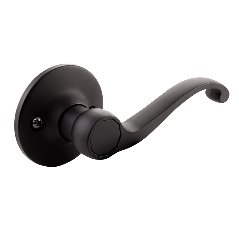 Design House Scroll Brass Ergonomic Dummy Door Lever in Matte Black