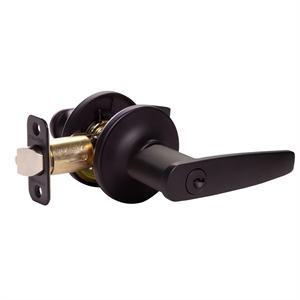 Design House Delavan Brass Keyed Entry Door Level in Matte Black
