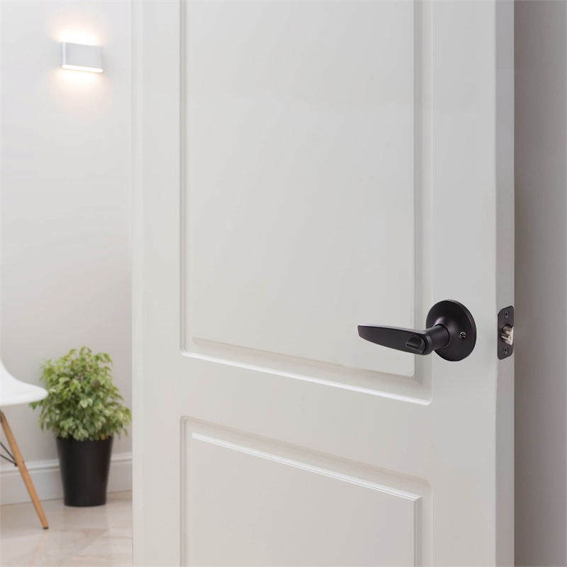 Design House Delavan Brass Keyed Entry Door Level in Matte Black