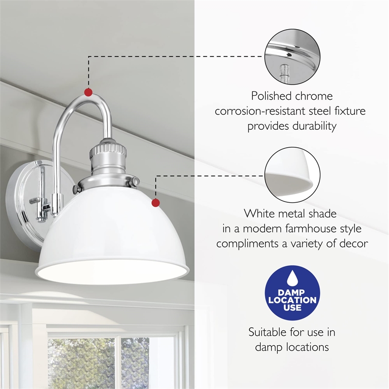 Design House Savannah Stainless Steel Wall Mount Light in Polished Chrome