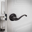 Design House Scroll Brass Keyed Entry Door Knob in Matte Black