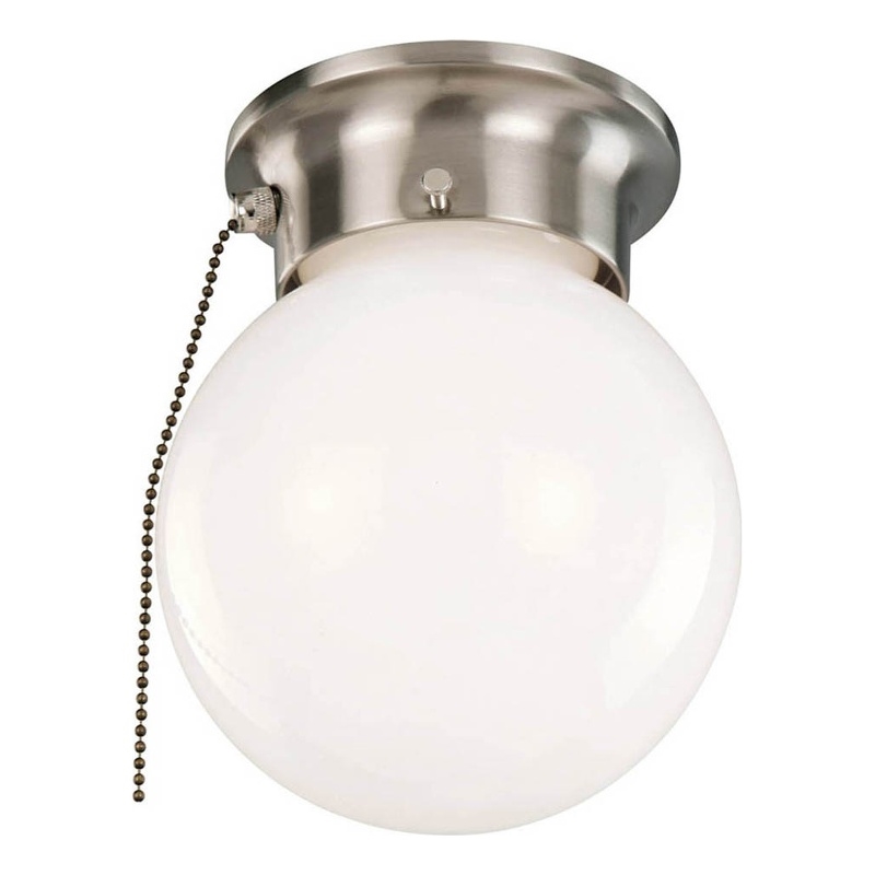 Design House Globe Stainless Steel Ceiling Light with Pull Chain in Satin Nickel