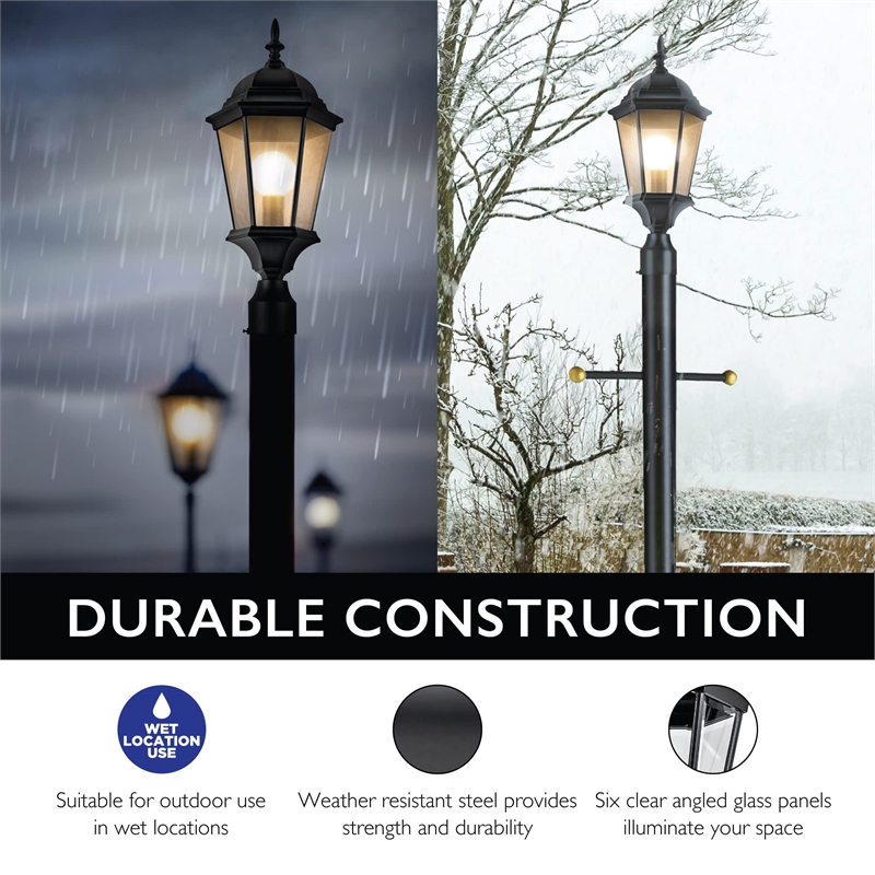 Design House Oak Creek Post Top Metal Outdoor Wall Lighting in Textured Black