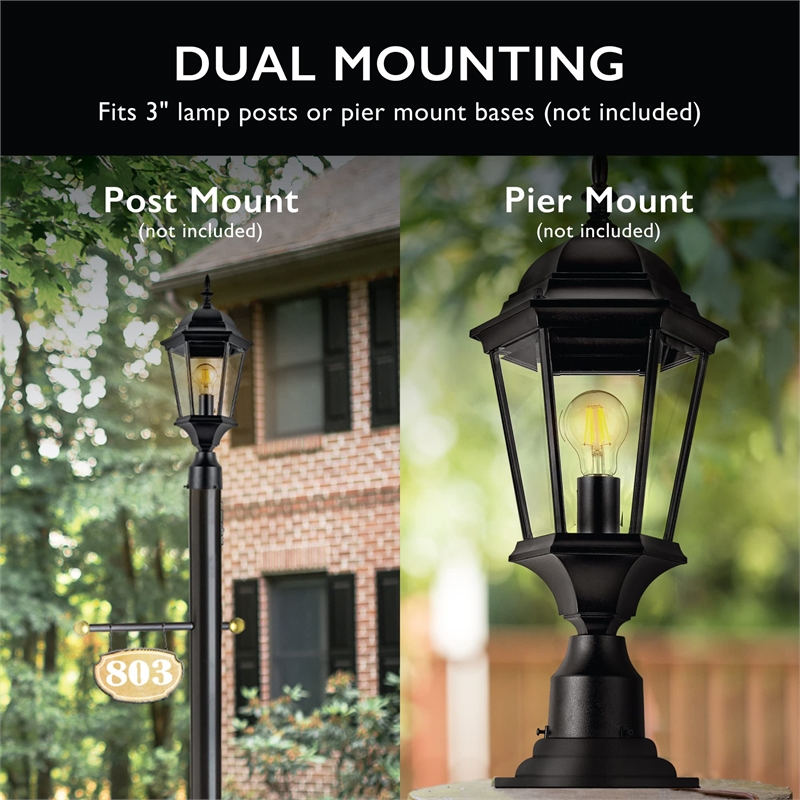 Design House Oak Creek Post Top Metal Outdoor Wall Lighting in Textured Black