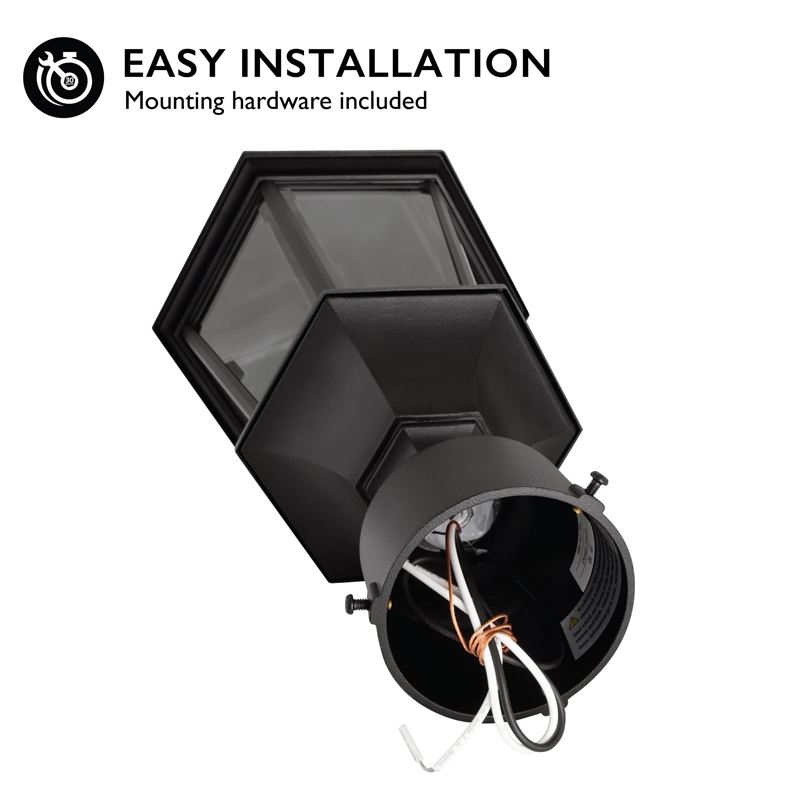 Design House Oak Creek Post Top Metal Outdoor Wall Lighting in Textured Black