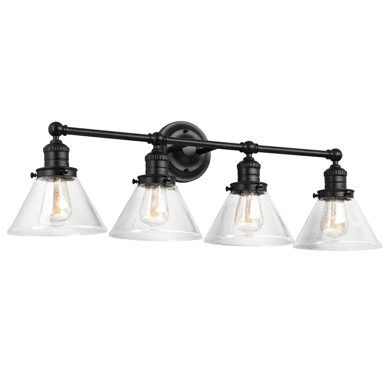 Design House Augustin 4-Light Glass Vanity Light in Matte Black