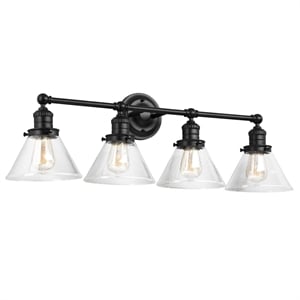 Design House Augustin 4-Light Glass Vanity Light in Matte Black