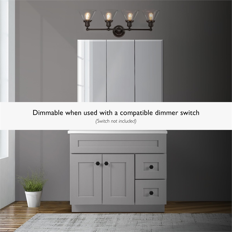 Design House Augustin 4-Light Glass Vanity Light in Matte Black