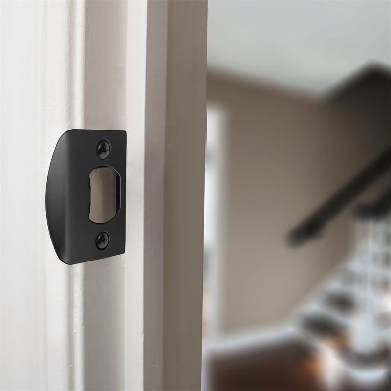 Design House Stainless Steel Strike Plate with Full Lip & Square Corner in Black