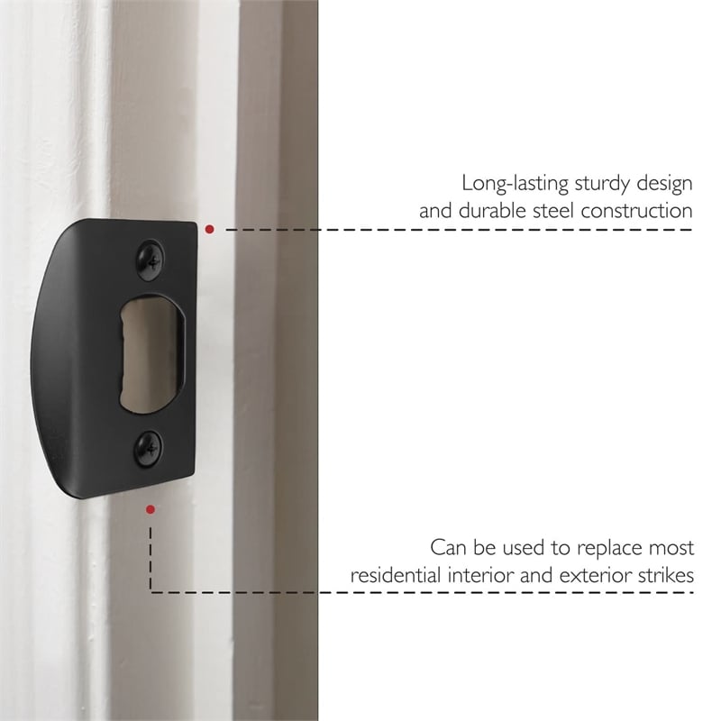 Design House Stainless Steel Strike Plate with Full Lip & Square Corner in Black