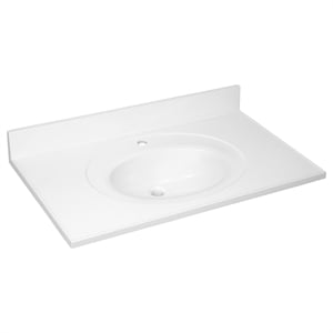 Design House 37x22&quot Traditional Marble Single Bowl Vanity Top in Solid White