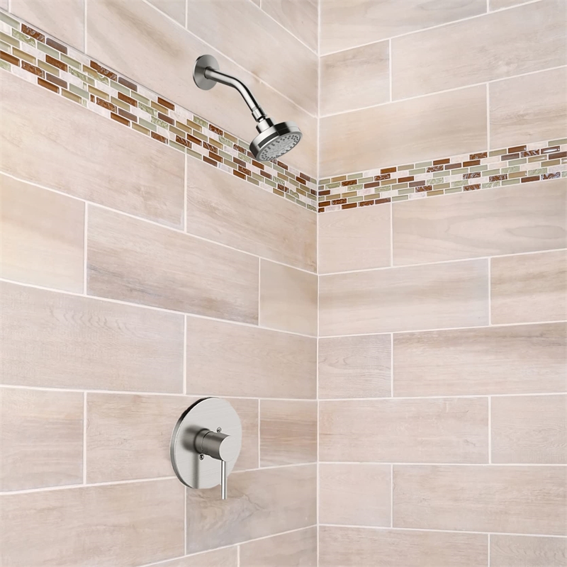 Design House Eastport II Brass Shower Trim with Valve in Satin Nickel
