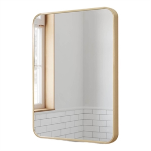 Design House Isla 30&quotx20&quot Rounded Corner Glass Wall Mirror with Frame in Gold