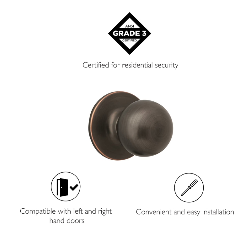 Design House Ball Brass 2-Way Latch Dummy Door Knob in Oil Rubbed Bronze