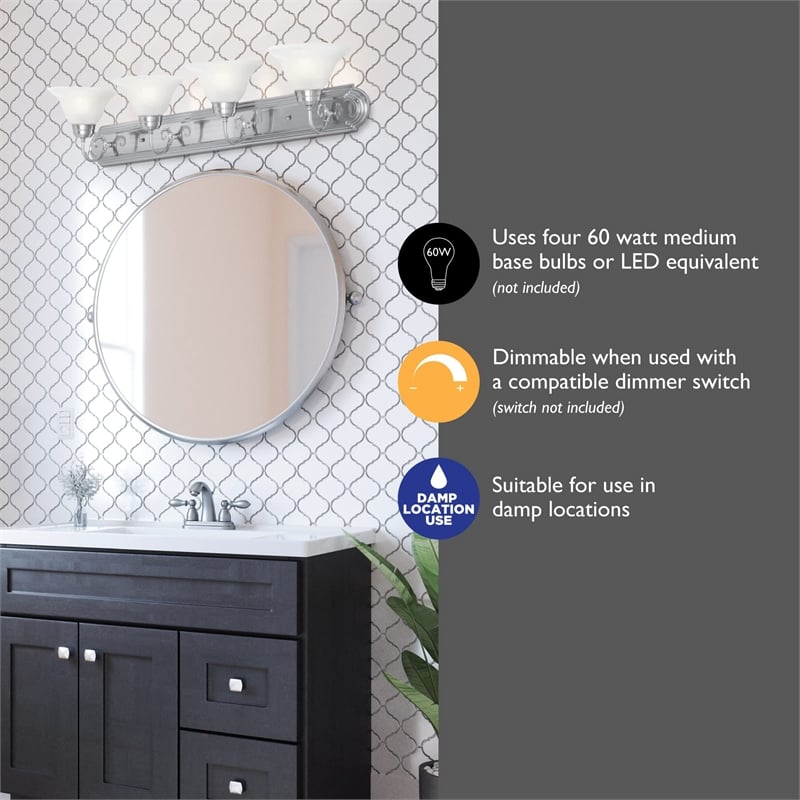 Design House Millbridge 4-Light Stainless Steel Vanity Light in Satin Nickel