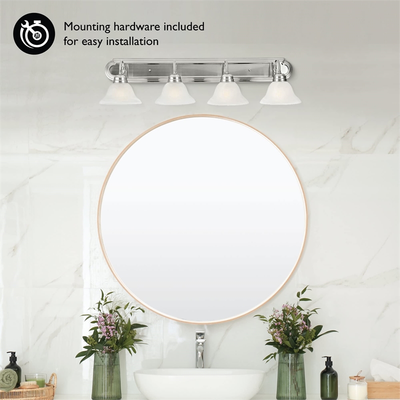 Design House Millbridge 4-Light Stainless Steel Vanity Light in Satin Nickel