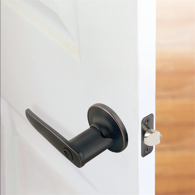 Design House Delavan Latch Entry Straight Brass Door Handle in Oil Rubbed Bronze