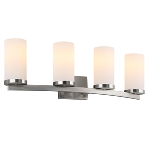 Design House Desta 4-Light Transitional Glass Vanity Bar in Satin Nickel