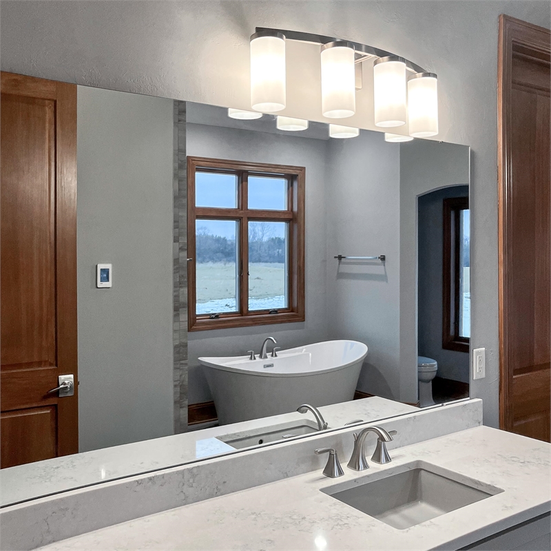 Design House Desta 4-Light Transitional Glass Vanity Bar in Satin Nickel