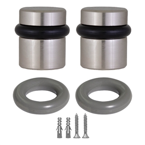 design house 2-pack brass modern cylindrical door stop in satin nickel