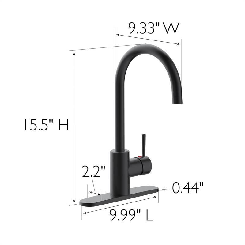 Design House Eastport II Single Handle Metal Kitchen Faucet in Matte Black