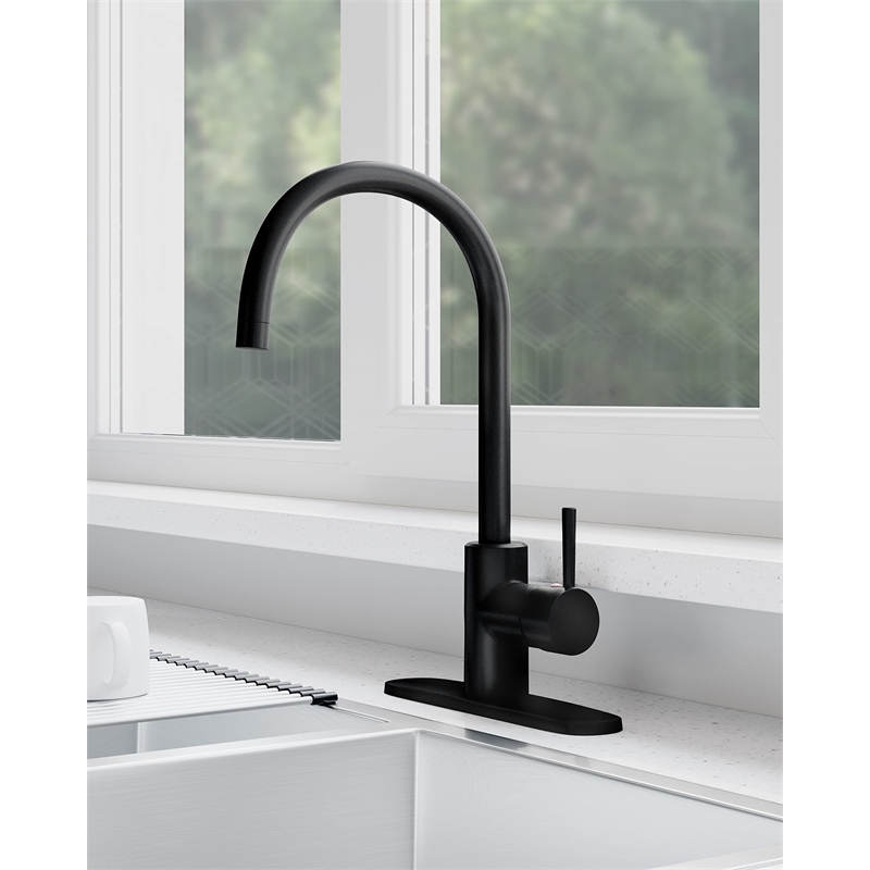Design House Eastport II Single Handle Metal Kitchen Faucet in Matte Black